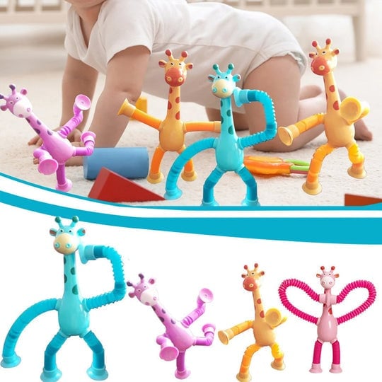 Juguete Telescópico Con Ventosa – Set De 4 Robots Y Jirafas Para Bañera O Superficies Lisas