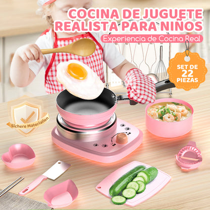 🎁[El mejor regalo para un niño]🍳Mini juguetes de cocina para niños - Juego de 22 piezas
