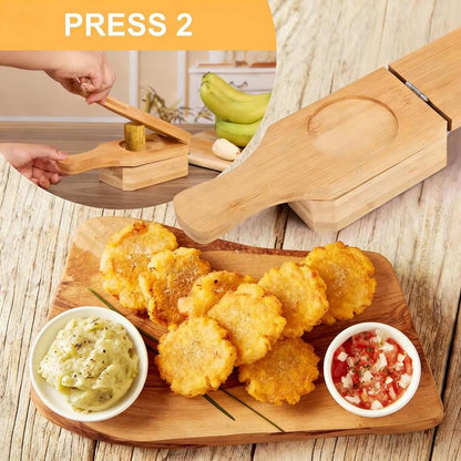 🍌 Prensa 2 en 1 de madera para tostones y plátanos