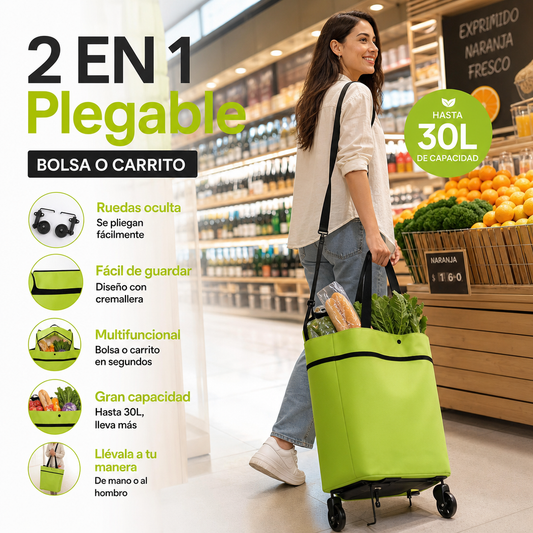 🛒🔥Carro de la compra plegable 2 en 1 – Práctico, ligero y resistente – Perfecto para la compra diaria, el mercado o el hogar 🥰✨