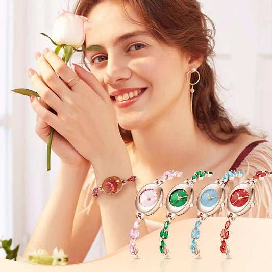 Reloj con pulsera de circonitas de colores para mujer