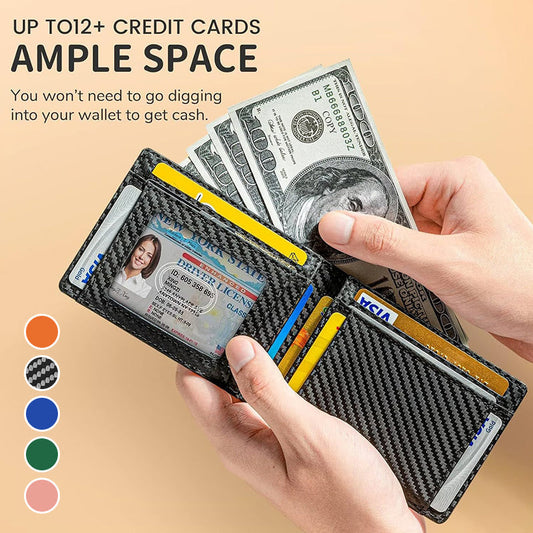 Cartera Slim para hombre con clip para billetes