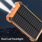 Banco de Energía Portátil de 20000mAh con Cargador Solar y Linterna LED.