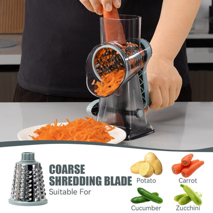 🔥 Rallador de queso rotatorio 3 en 1 y rebanador de verduras