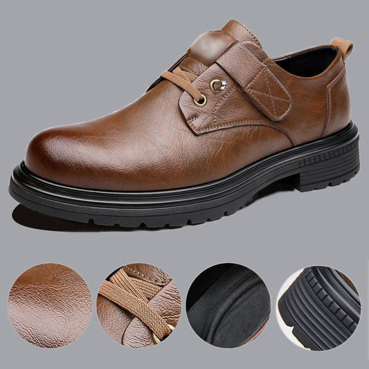 Zapatos Transpirables de Cuero PU para Hombre, Estilo Retro con Suela Blanda