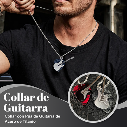 Collar con Púa de Guitarra de Acero de Titanio