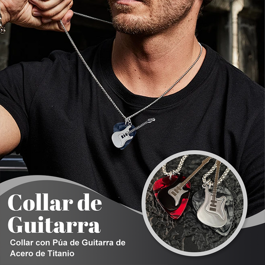 Collar con Púa de Guitarra de Acero de Titanio