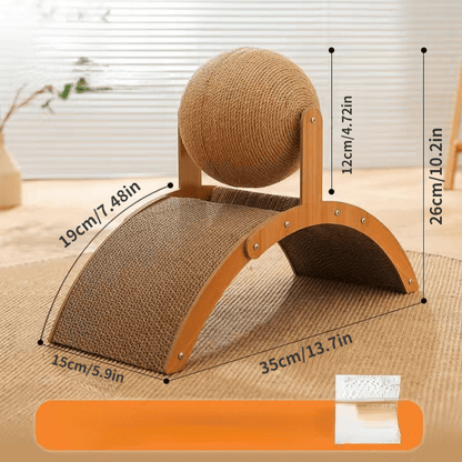 🐱Bola Rascadora de Sisal Natural para Gatos con Almohadilla de Cartón – Duradera, Satisface el Rascado y Protege los Muebles 🧶
