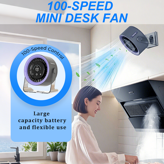 Mini Ventilador de Escritorio con 100 Velocidades y Pantalla Digital