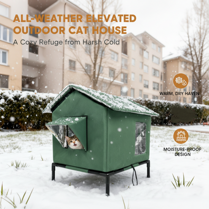 🐱Casita elevada para gatos de exterior – impermeable, aislada y plegable. Refugio resistente a la intemperie! 🌧️✨