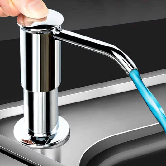 🧽Dispensador de jabón empotrable para fregadero de cocina – Bomba de detergente giratoria 360° con rejilla para esponjas y manguera de 100 cm