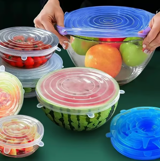 🔥 Tapas de silicona Adpartner para almacenar alimentos (paquete de 6)