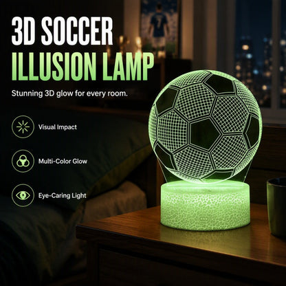 ⚽ Luz nocturna Glow Soccer | Ilusión holográfica en 3D | Cambio dinámico de colores RGB | LED que no daña la vista | Control táctil y a distancia 🌈✨
