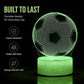 ⚽ Luz nocturna Glow Soccer | Ilusión holográfica en 3D | Cambio dinámico de colores RGB | LED que no daña la vista | Control táctil y a distancia 🌈✨