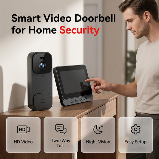 Timbre de video inteligente con pantalla de 4.3" – Audio bidireccional, visión nocturna, gran angular 🏠