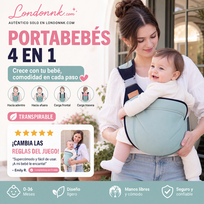 🎉👶 Portabebés transpirable 4 en 1 – Para 0-36 meses, uso en posición delantera/trasera, orientado hacia adentro/hacia afuera – ¡Comodidad de manos libres para padres y bebés! ✨
