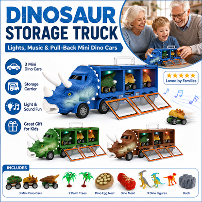 Camión de juguete interactivo para transportar dinosaurios