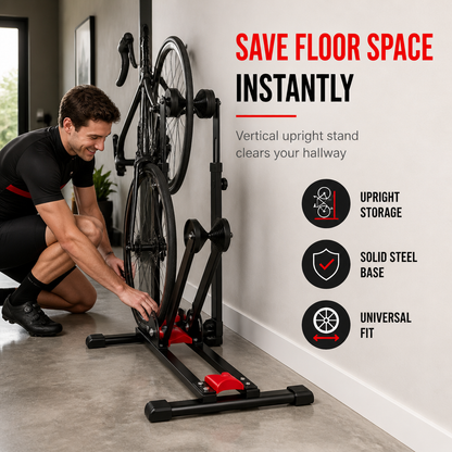 Soporte plegable de piso para bicicletas con doble poste y forma de U, para exhibir bicicletas de carretera y de montaña