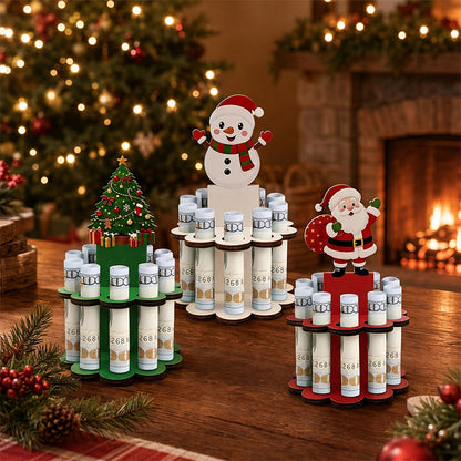 Adorno navideño de madera para guardar dinero